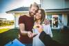 Young houston couple getting keys to their first home