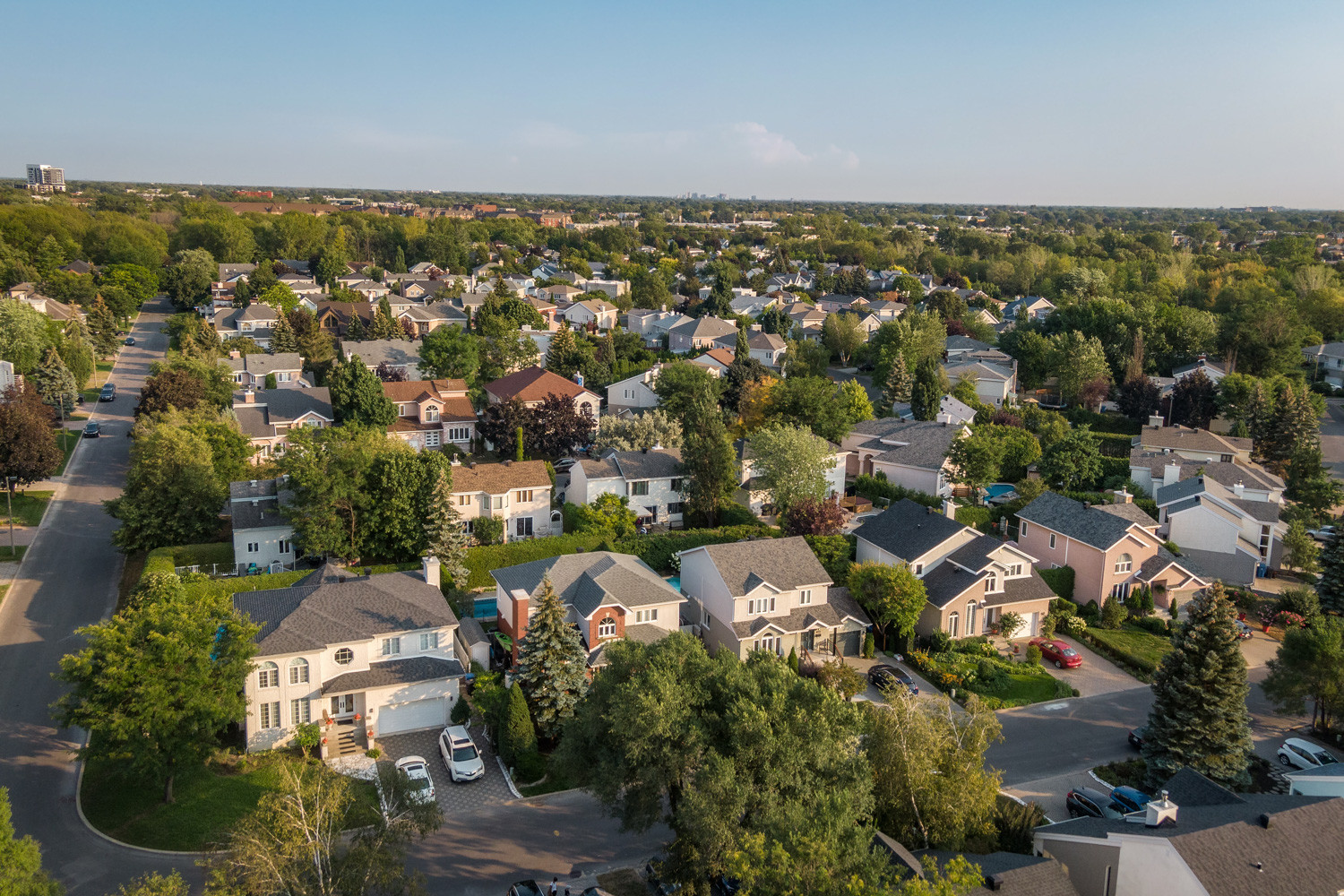 Aerial view of a neighborhood